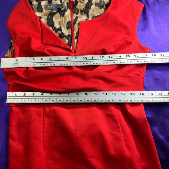 📌 Donna Ricco Timeless Red Cotton Blend  Dress - Picture 8 of 13